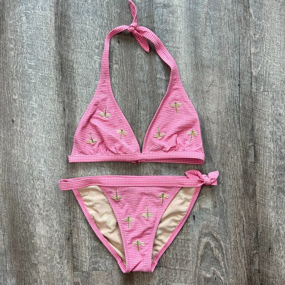 J. Crew Other - J Crew Dragonfly Critter Pink & White Gingham Bikini Set